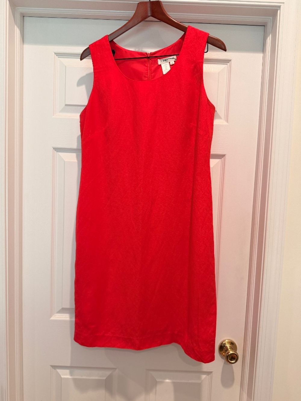Vintage Coldwater Creek Red Linen Rayon Sleeveless Shift Dress Size 12 Minimalis